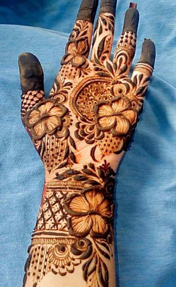 rose flower mehndi designs front hand simple