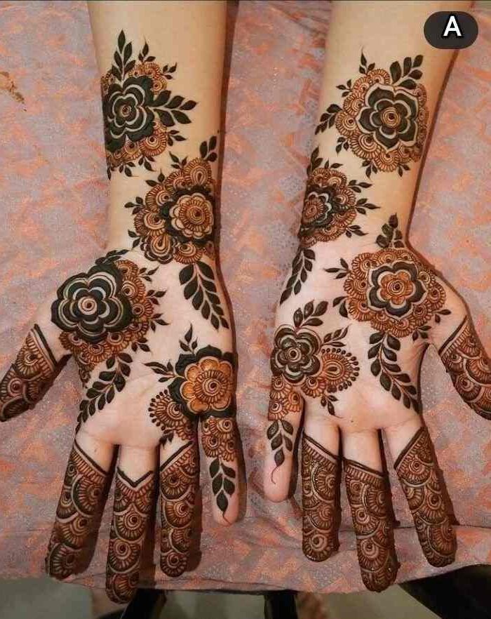rose flower mehndi designs front hand simple