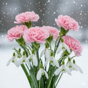 January Birth Flower - Carnations and Snowdrops